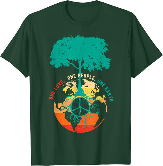 World Peace Tree Love People Earth Day 60s 70s Hip T-Shirt - T-Shirt | Forest