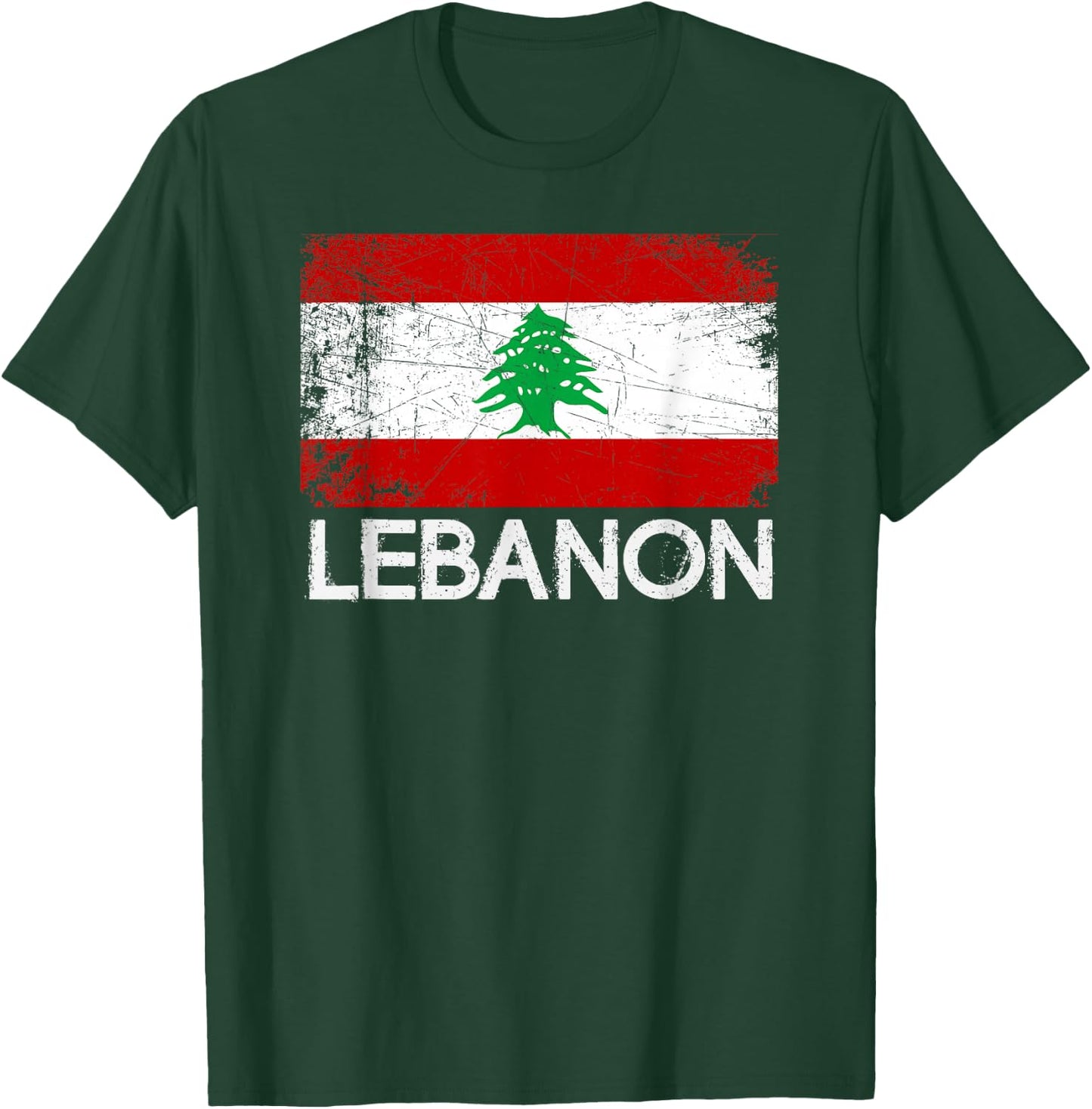Lebanese Flag | Vintage Made In Lebanon Gift T-Shirt - T-Shirt | Forest