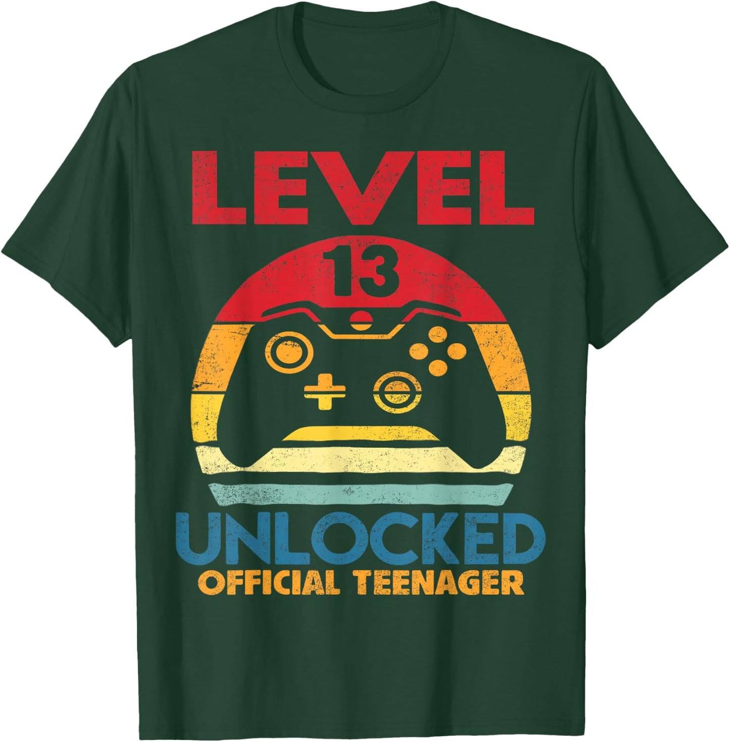 Official Teenager 13th Birthday Boy Shirt Level 13 Unlocked T-Shirt - T-Shirt | Forest