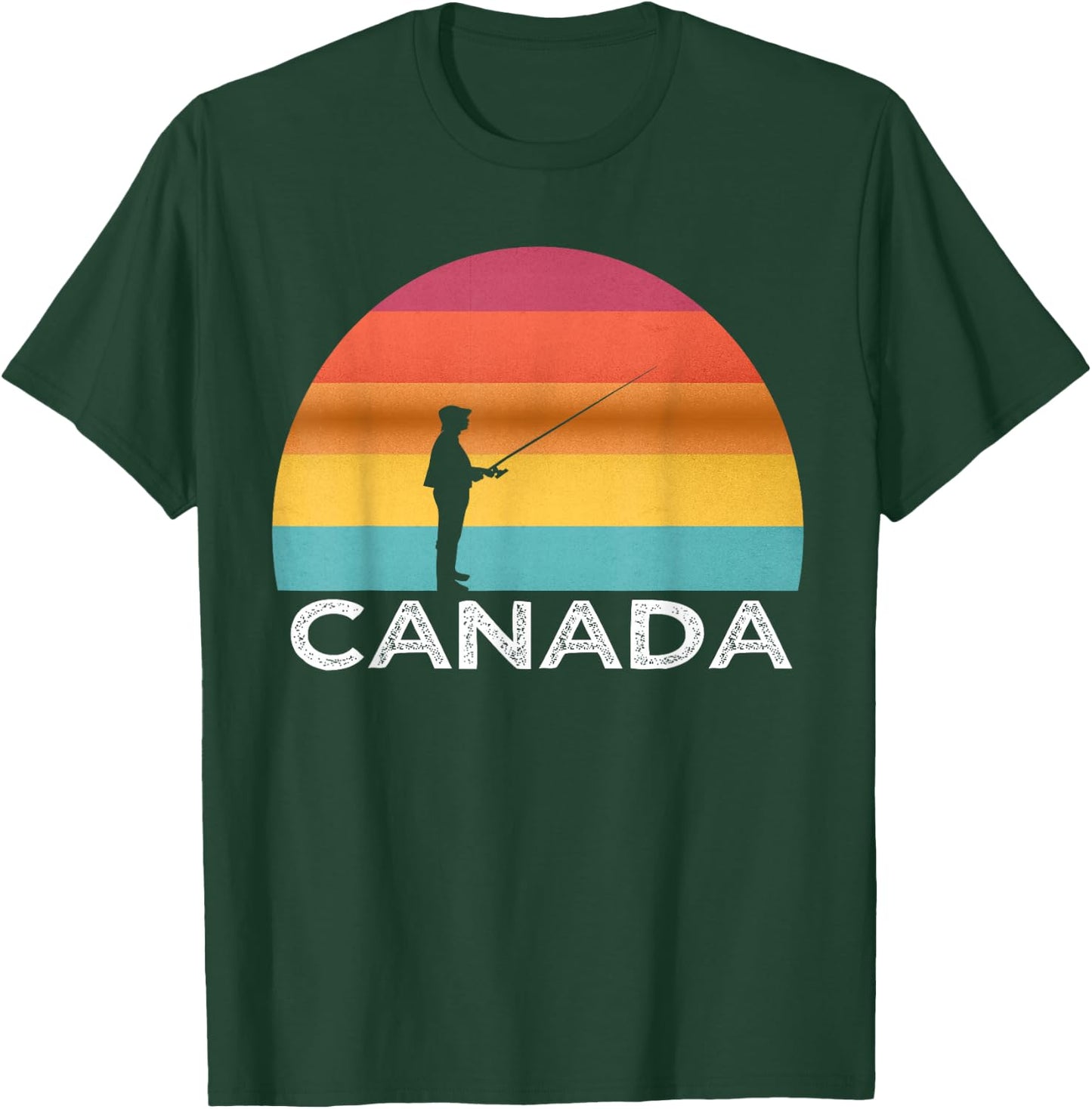Sunset Canada Fishing T Shirt Canadian Fisherman Trip T-Shirt - T-Shirt | Forest