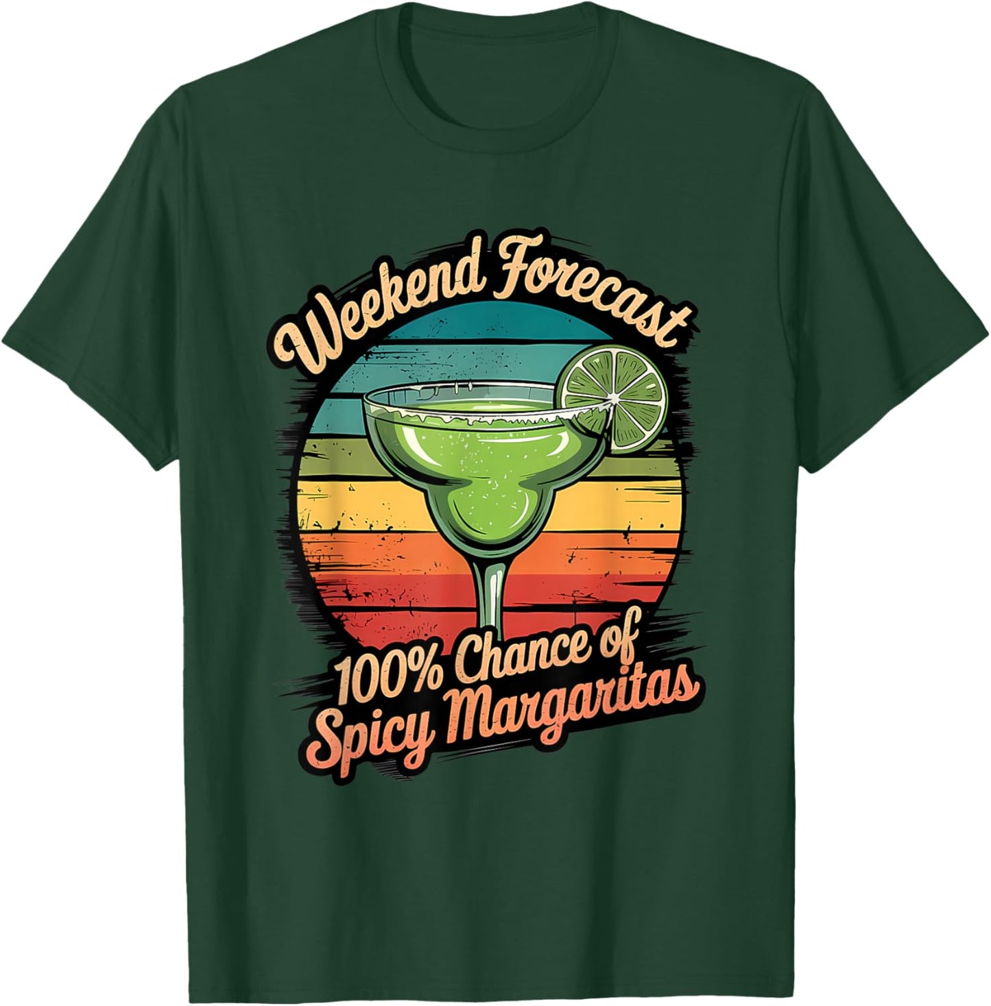 Funny Spicy Margarita Vintage Sunset Weekend Forecast T-Shirt - T-Shirt | Forest