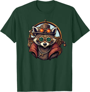 Raccoon Steampunk Gears Trash Panda Animal T-Shirt - T-Shirt | Forest