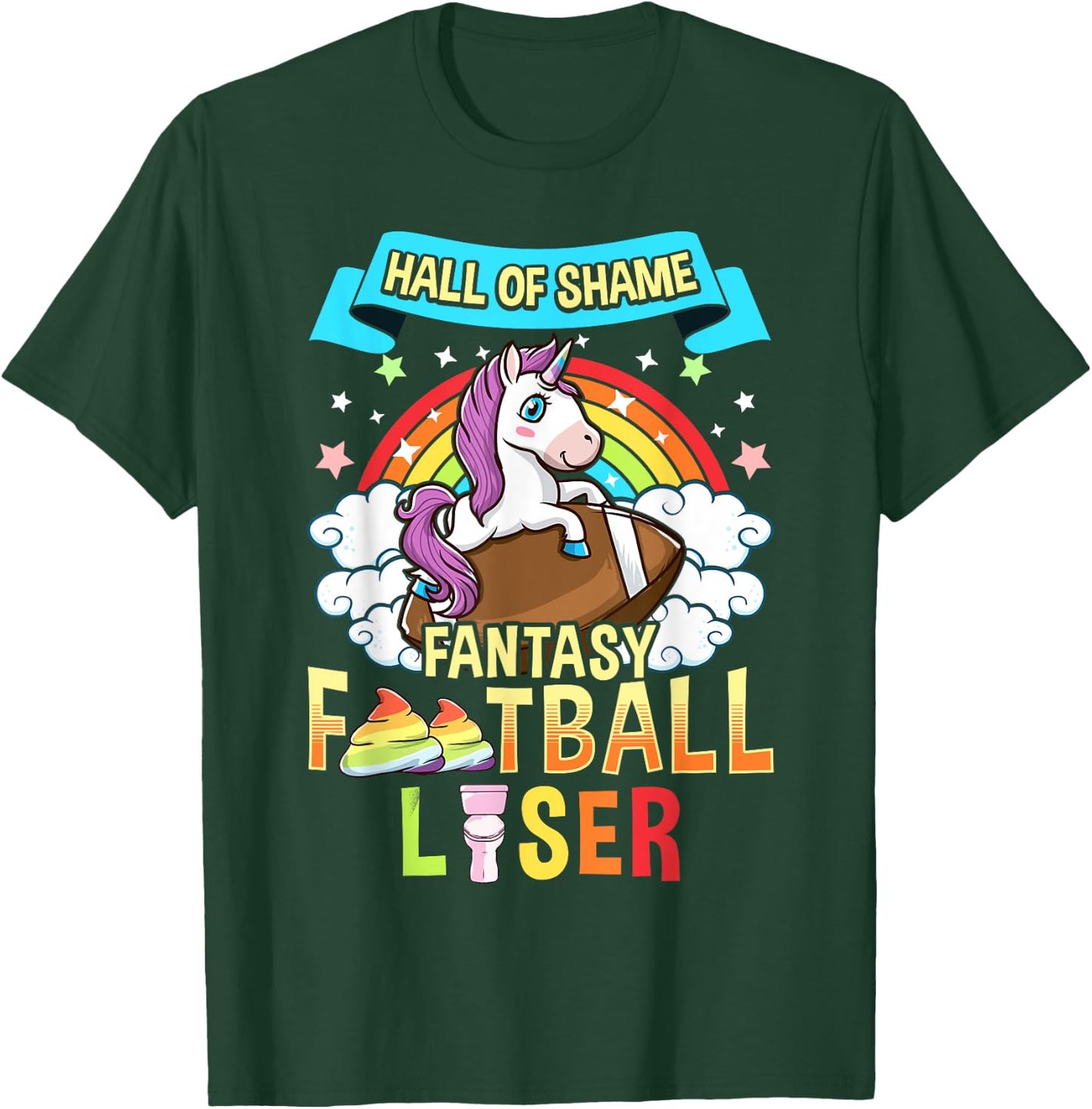 Fantasy Football Loser Last Place Funny Draft Party Unicorn T-Shirt - T-Shirt | Forest