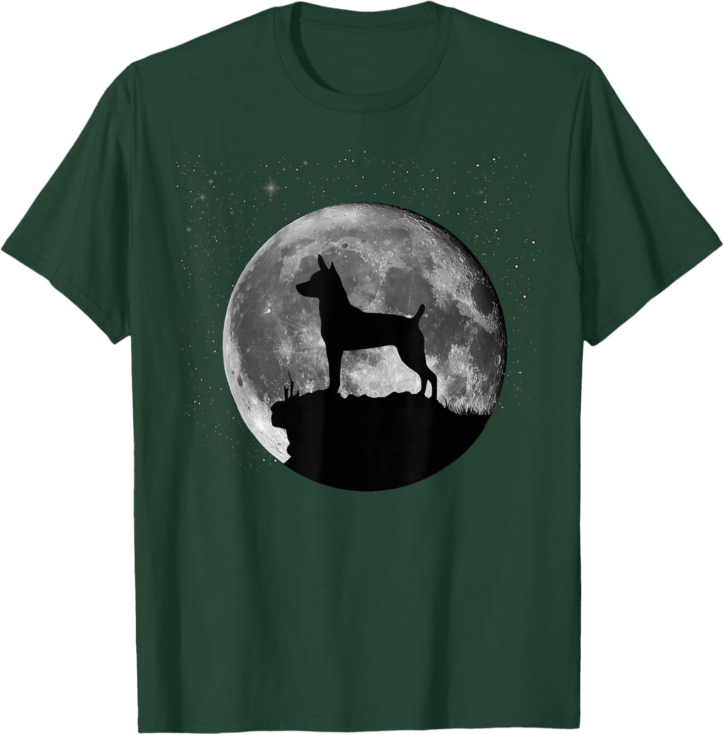 Rat Terrier Dog Moon T-Shirt - T-Shirt | Forest