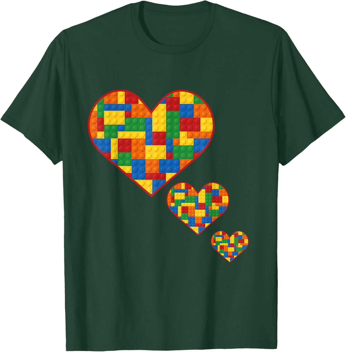 Master Builder Block Brick Building Heart Valentines Day T-Shirt - T-Shirt | Forest