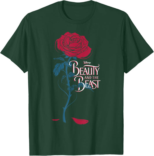 Disney Beauty & The Beast Wilting Rose Logo Graphic T-Shirt - T-Shirt | Forest