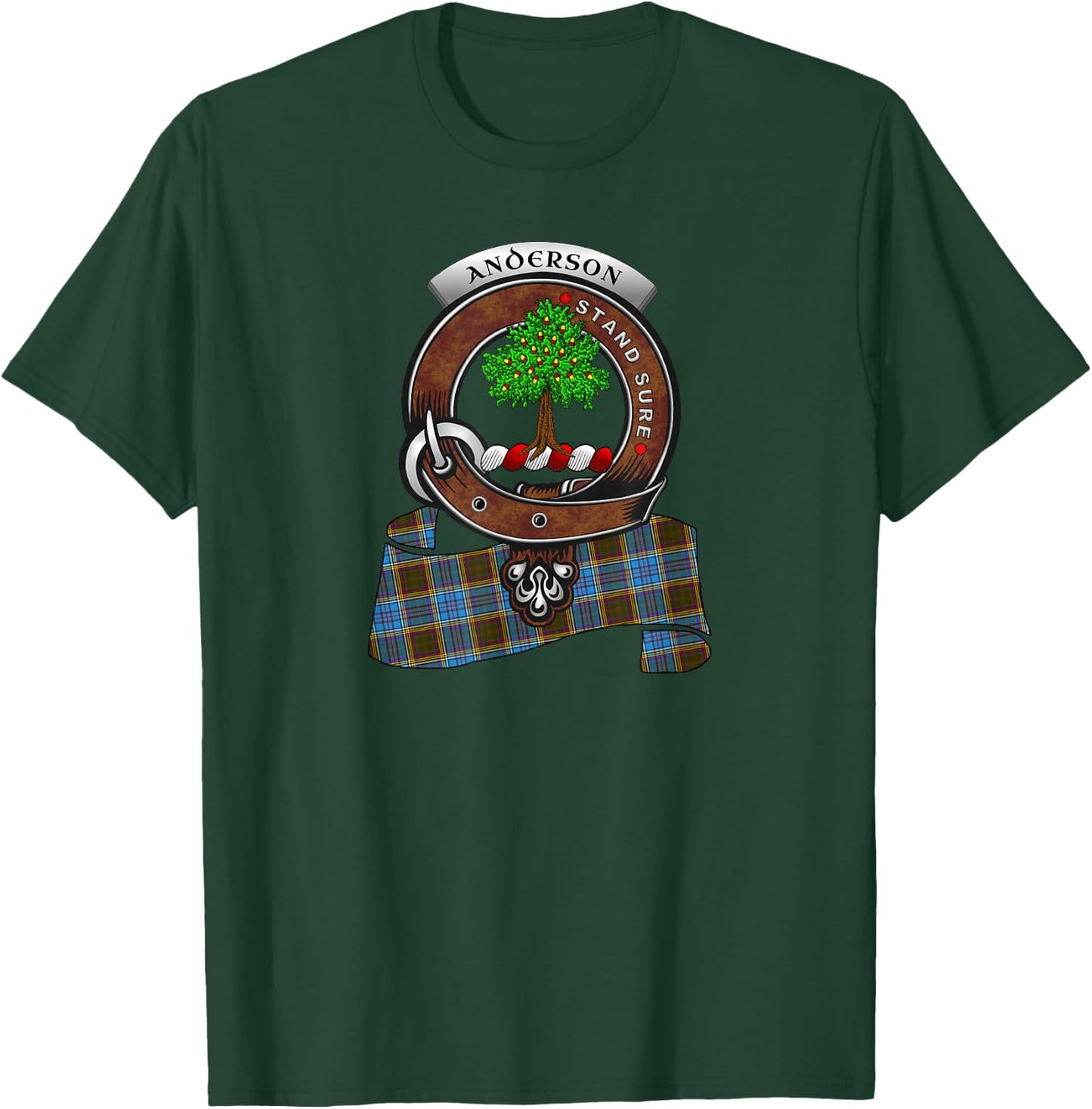 Anderson Scottish Clan Badge & Tartan T-Shirt - T-Shirt | Forest
