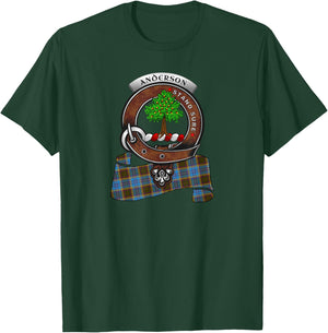 Anderson Scottish Clan Badge & Tartan T-Shirt - T-Shirt | Forest