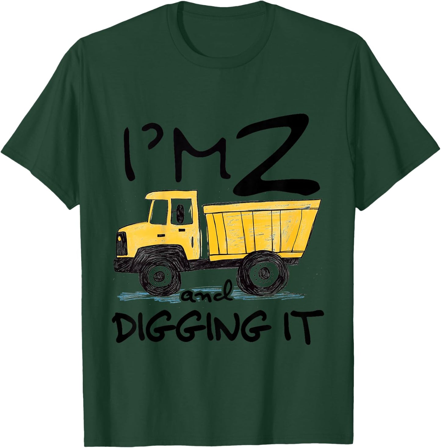 Kids Two Construction 2nd Birthday Gifts Second Boy 2 Years Old T-Shirt - T-Shirt | Forest