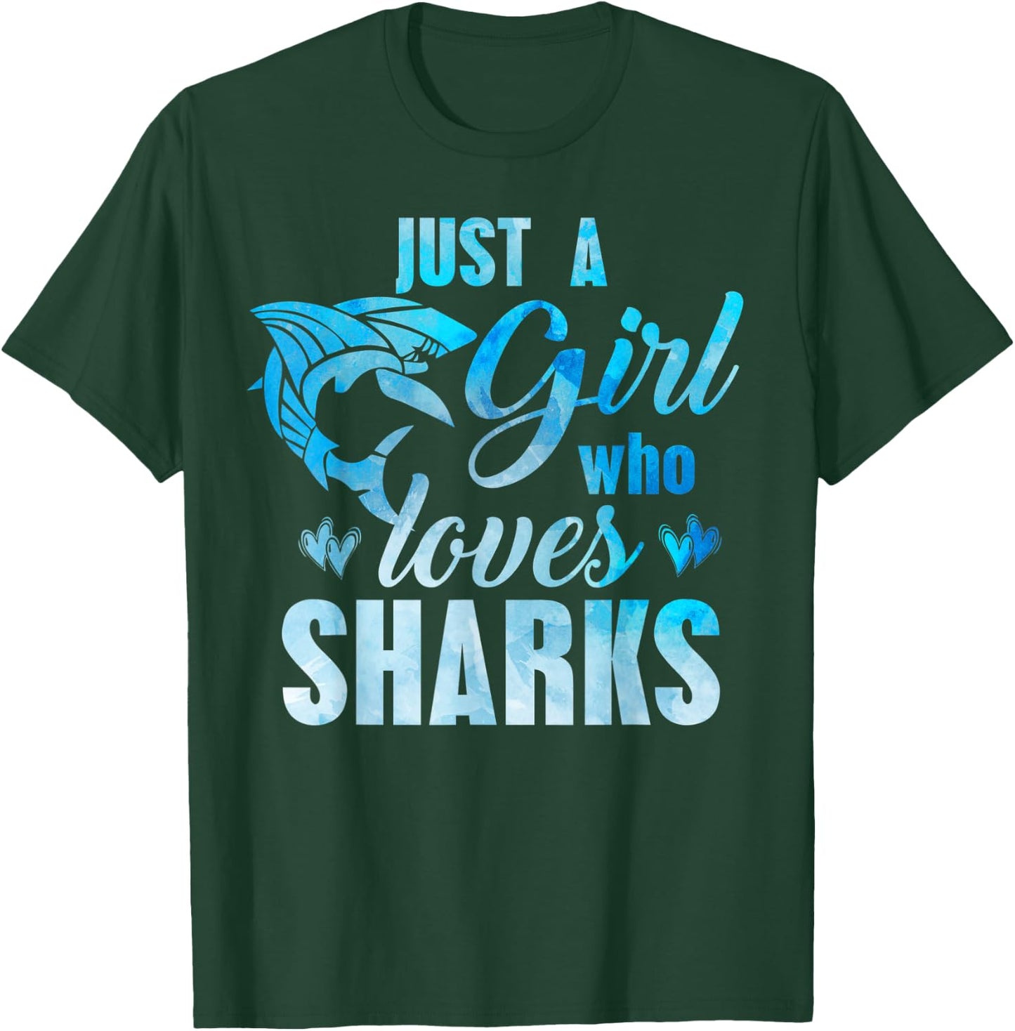JUST A GIRL WHO LOVES SHARKS Women Teen Mom Kids Beach Lover T-Shirt - T-Shirt | Forest