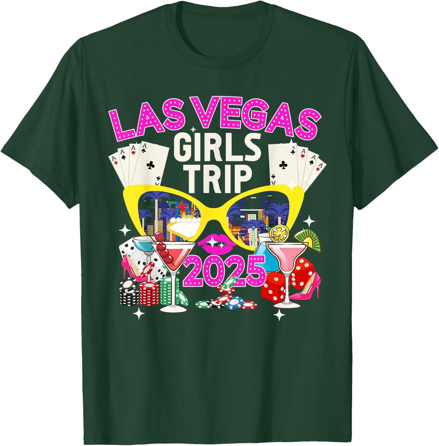 Las Vegas Girls Trip 2025 Las Vegas Girls Vacation Travel T-Shirt - T-Shirt | Forest