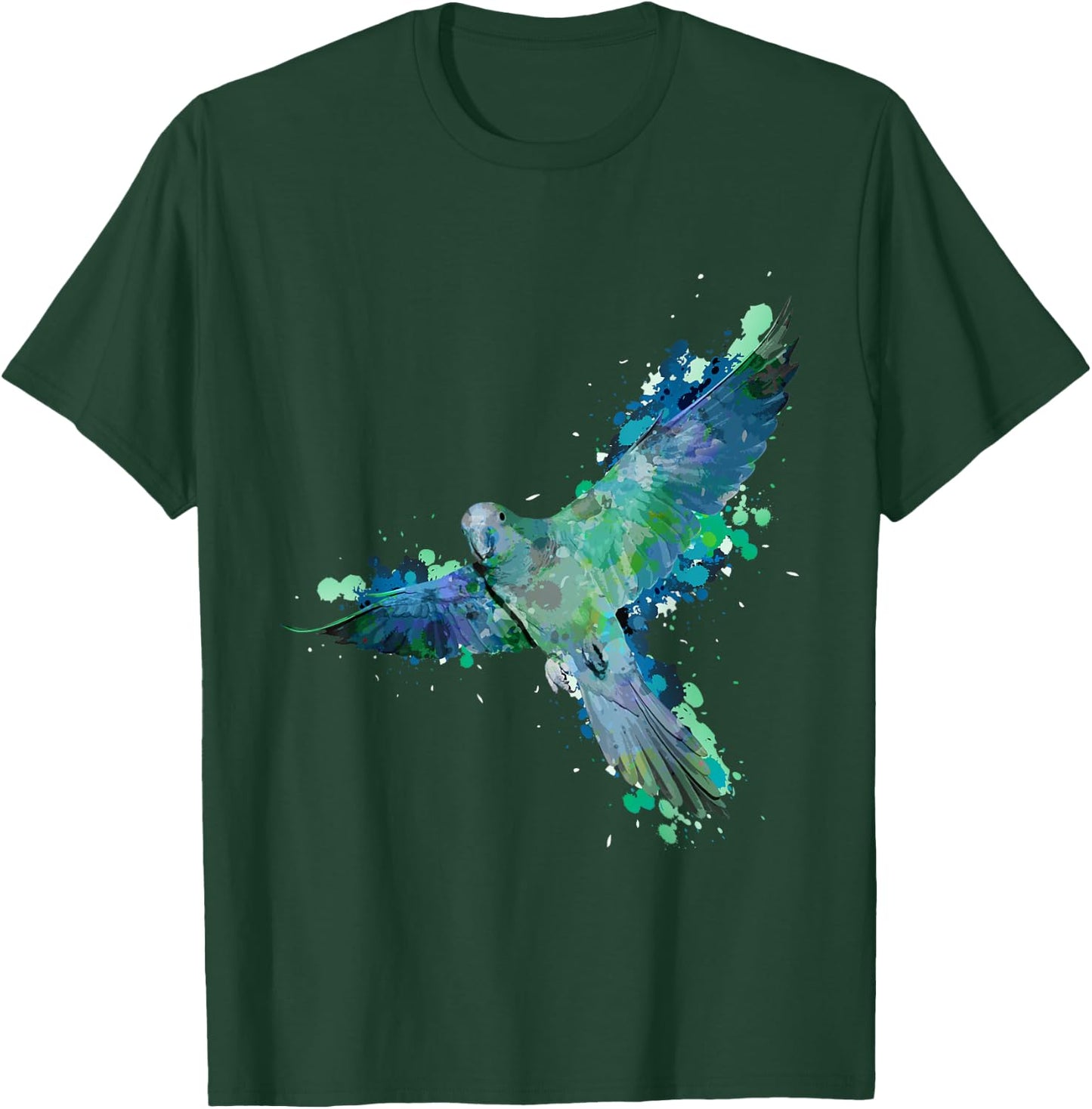 Watercolor Parrot T Shirt | Gift Parakeet Lovers Macaw T-Shirt - T-Shirt | Forest
