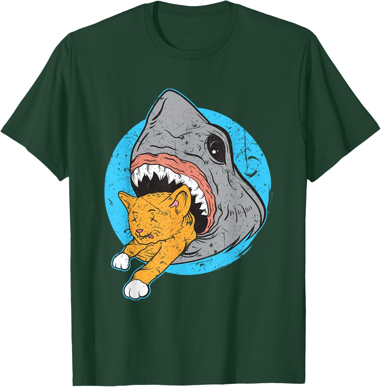 Shark Eating Kitty Cat Design T-Shirt - T-Shirt | Forest