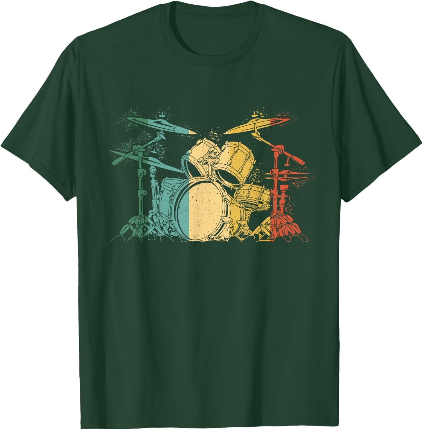 Drummer Retro Vintage Drum Set Drummers Men Drumming T-Shirt - T-Shirt | Forest