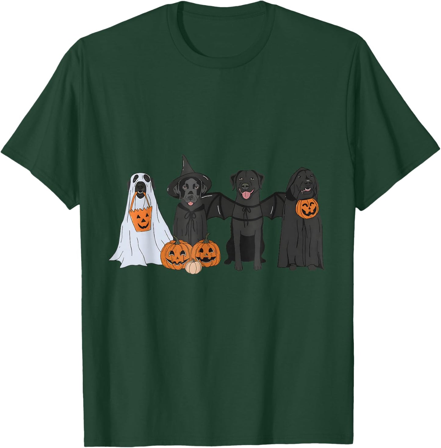 Black Labrador Halloween Ghost pumpkin T-Shirt - T-Shirt | Forest