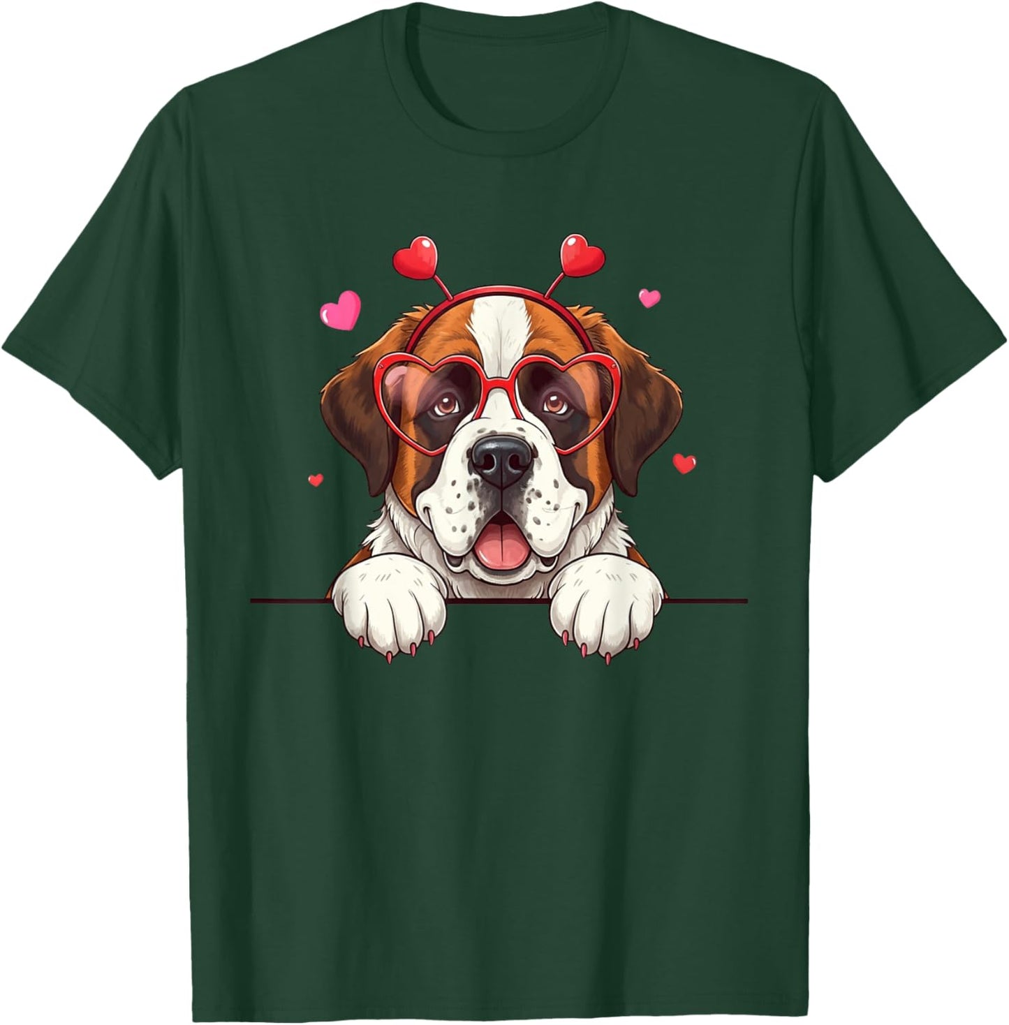 Funny Saint Bernard Dog Heart Headband Valentine T-Shirt - T-Shirt | Forest