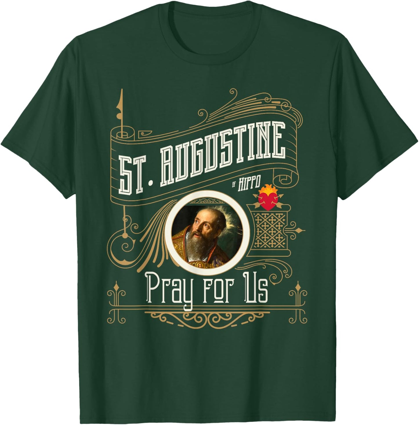 St. Augustine of Hippo Pray for Us City God Catholic T-Shirt - T-Shirt | Forest