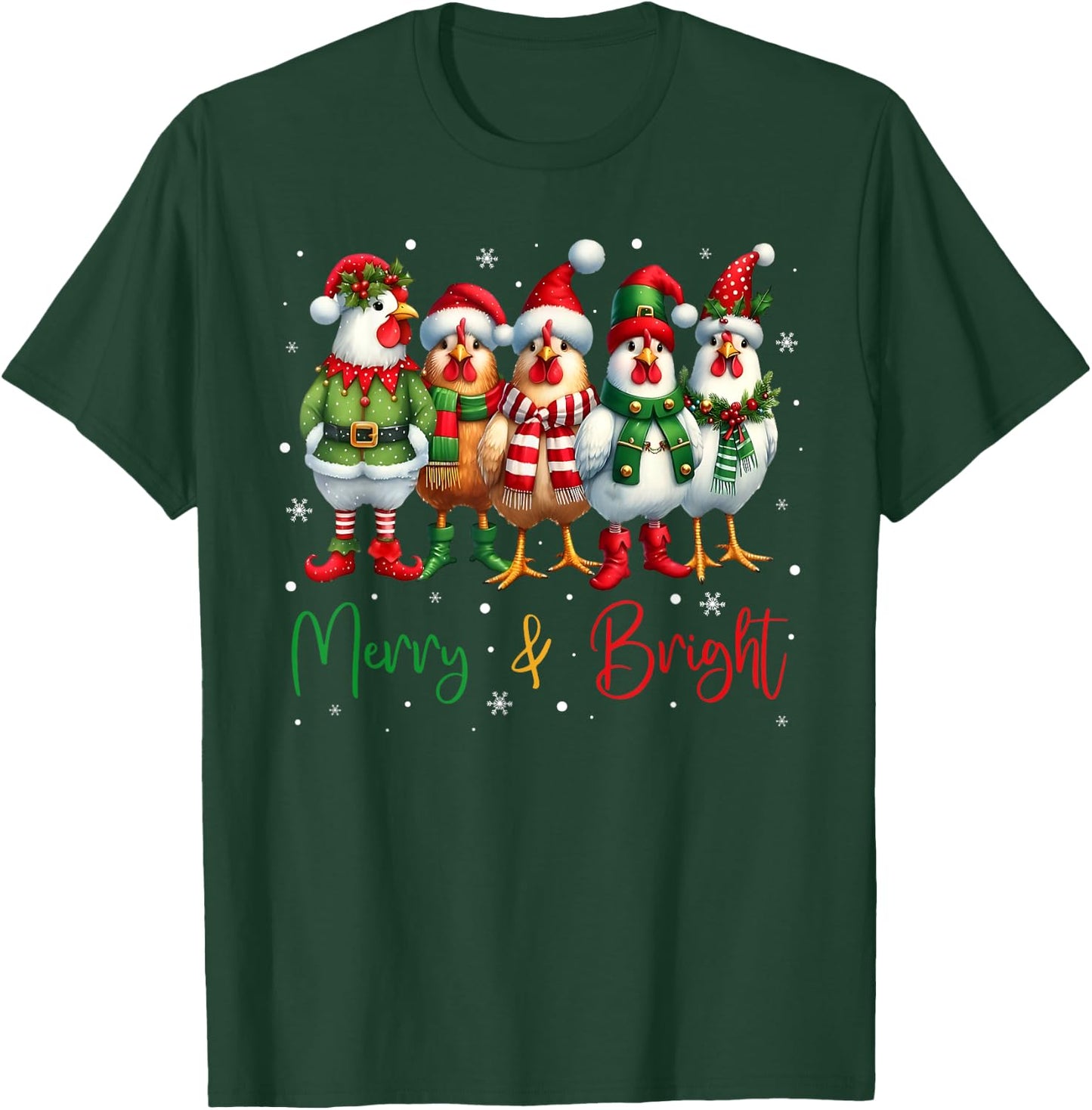 Funny Chicken Christmas Lights Farm Animal Cute Xmas Holiday T-Shirt - T-Shirt | Forest