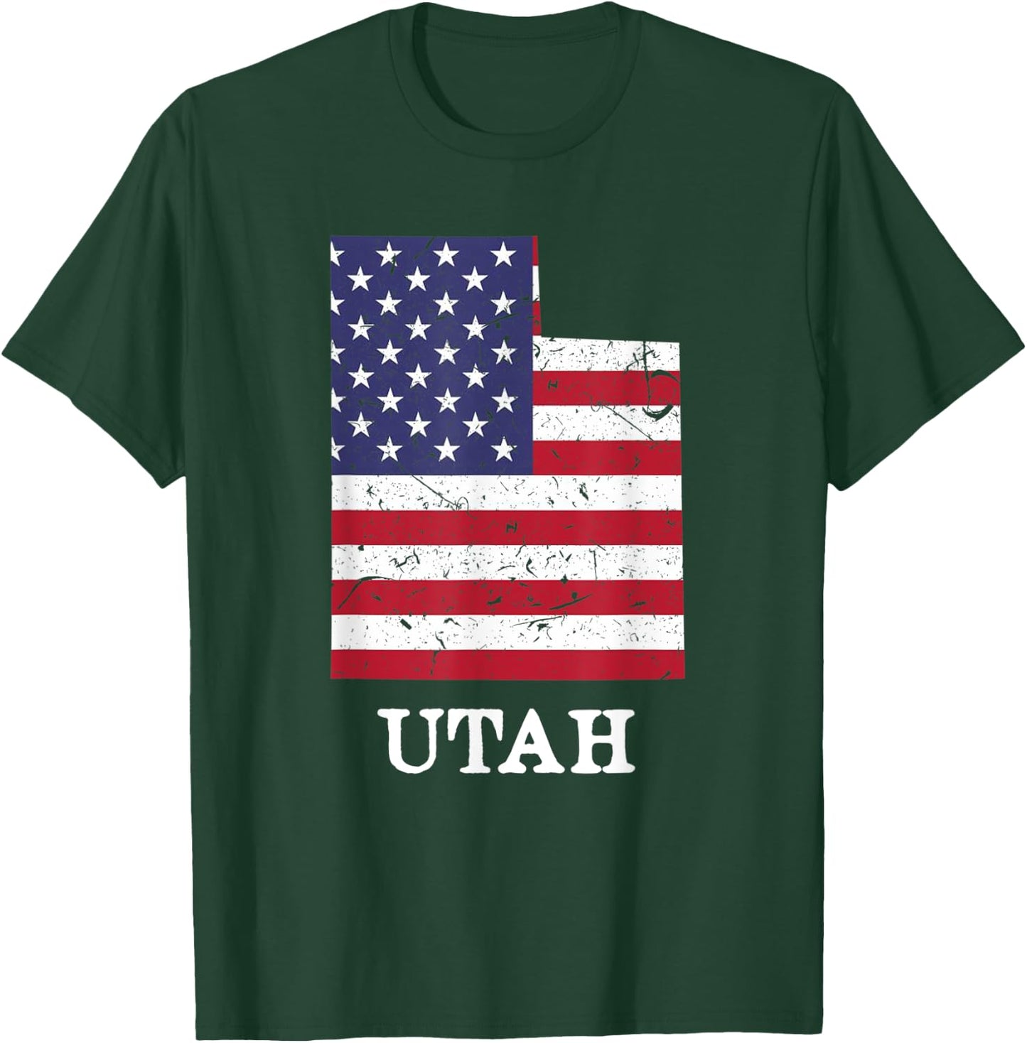Utah Map State American Flag Shirt 4th Of July Pride Kids Men T-Shirt - T-Shirt | Forest