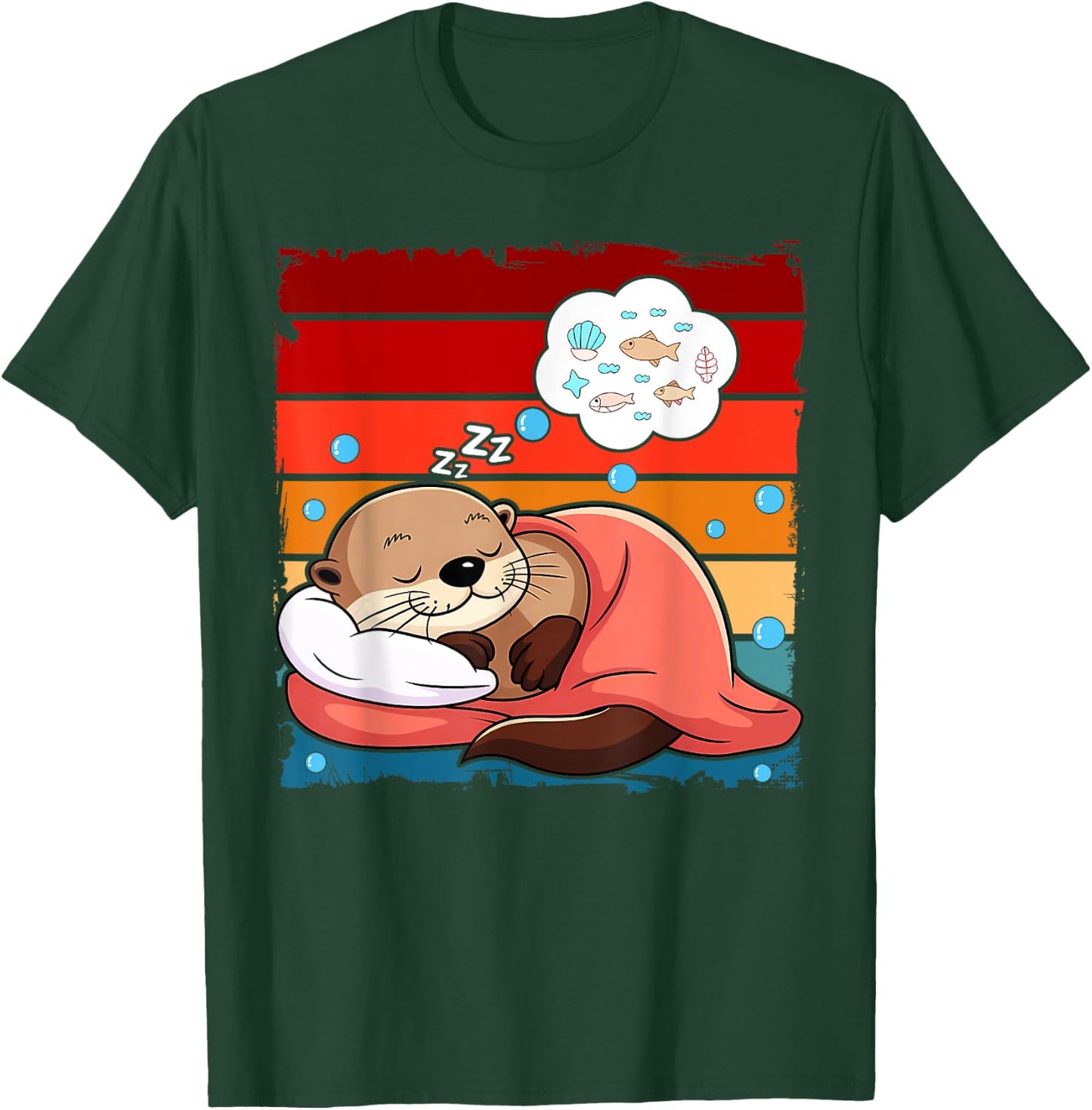 Otter Sleeping Animal Pajamas Nap PJs Outfit Sea Otter T-Shirt - T-Shirt | Forest