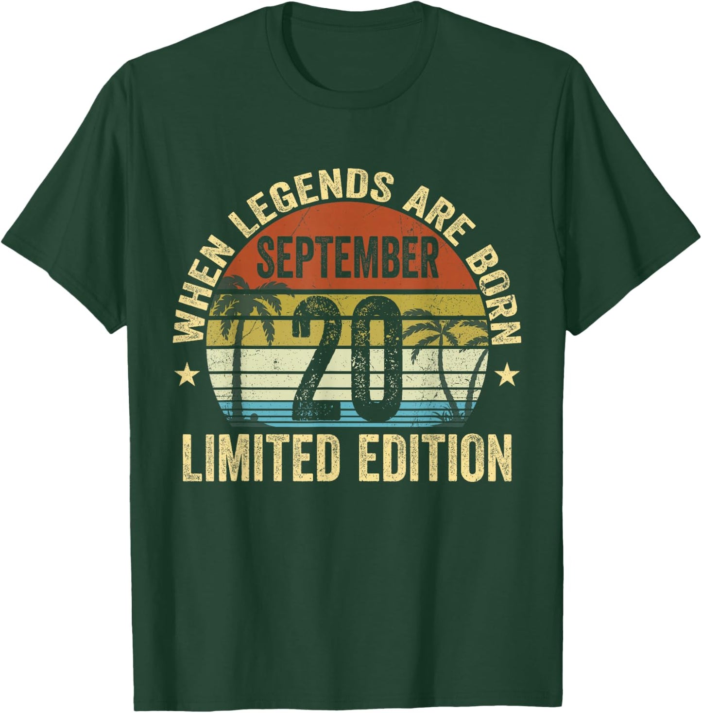 Vintage September 20 | Retro September 20 Birthday T-Shirt - T-Shirt | Forest