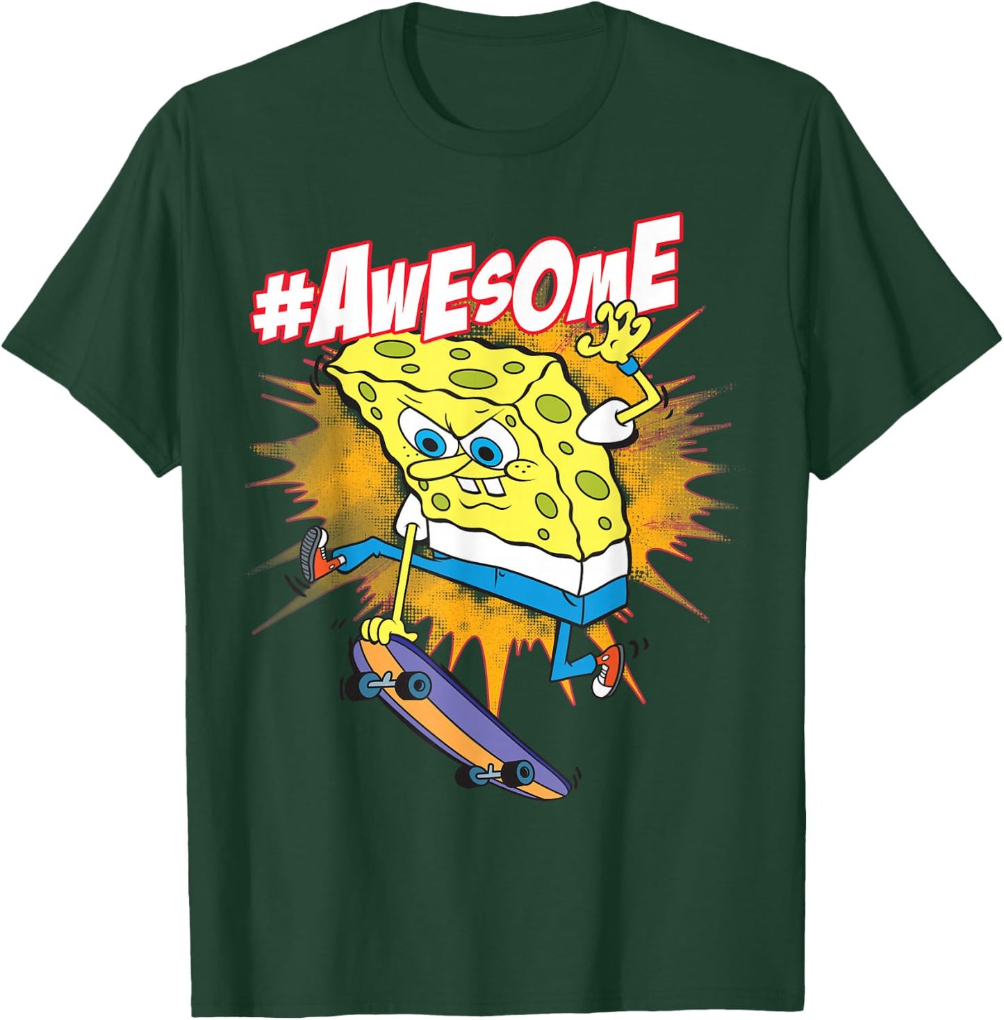 Spongebob SquarePants Awesome Skateboard Trick T-Shirt - T-Shirt | Forest