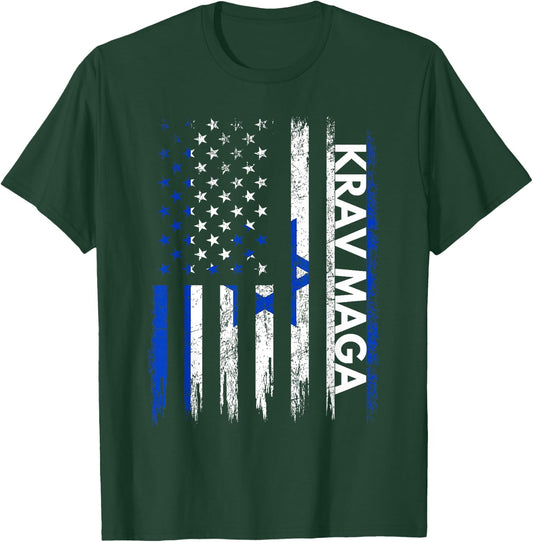 Krav MAGA Shirt Martial Arts Gifts Training Israeli Flag T-Shirt - T-Shirt | Forest
