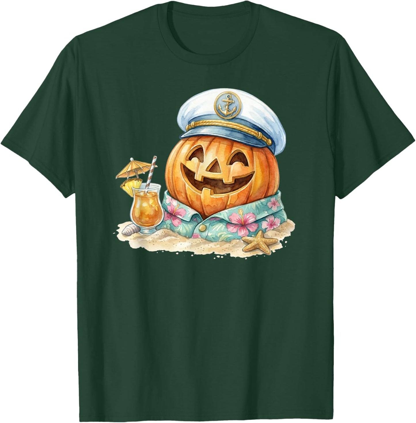 Halloween Beach Pumpkin Tropical Summer T-Shirt - T-Shirt | Forest