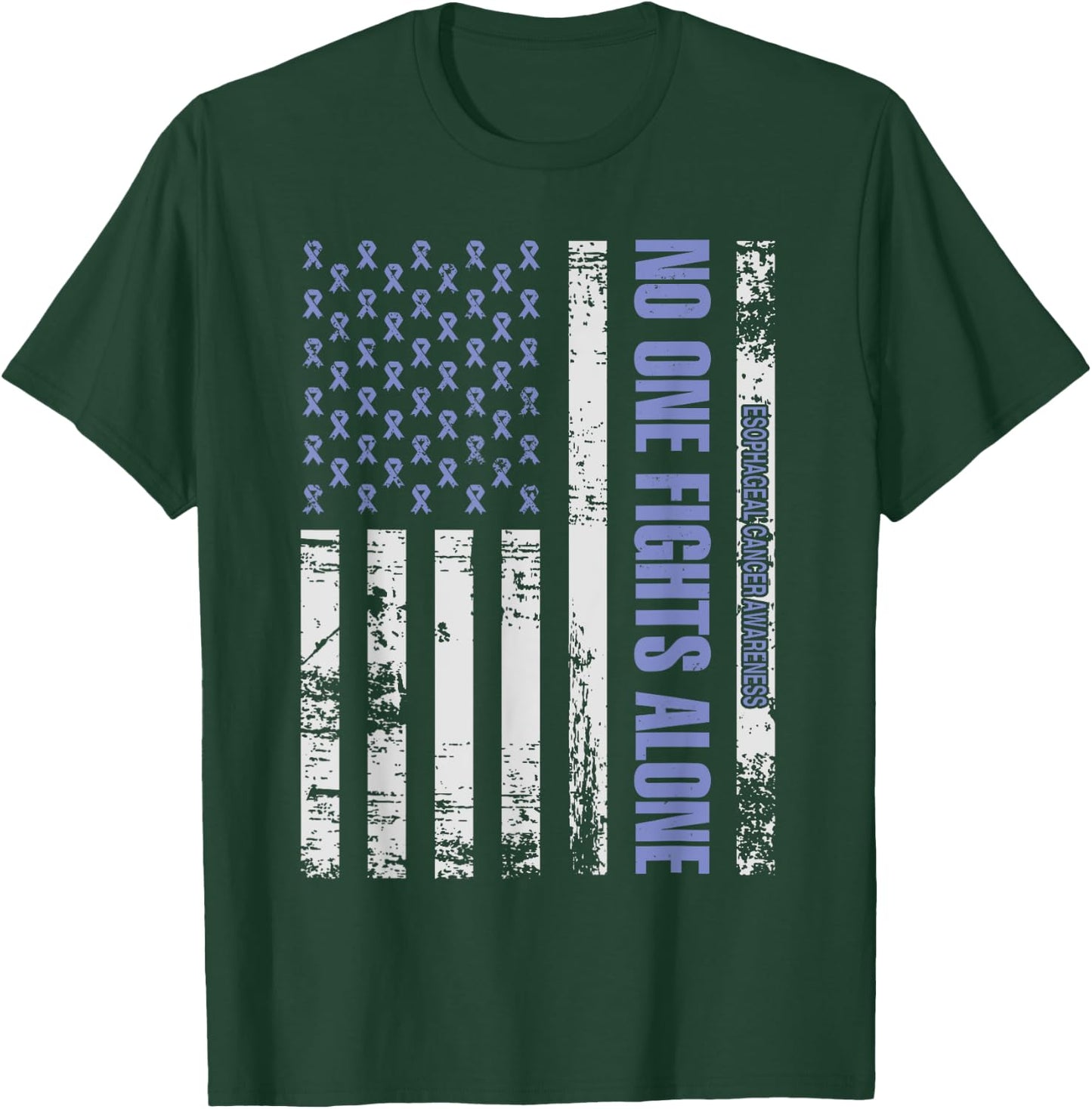 No one Fights alone Esophageal Cancer awareness Shirt T-Shirt - T-Shirt | Forest