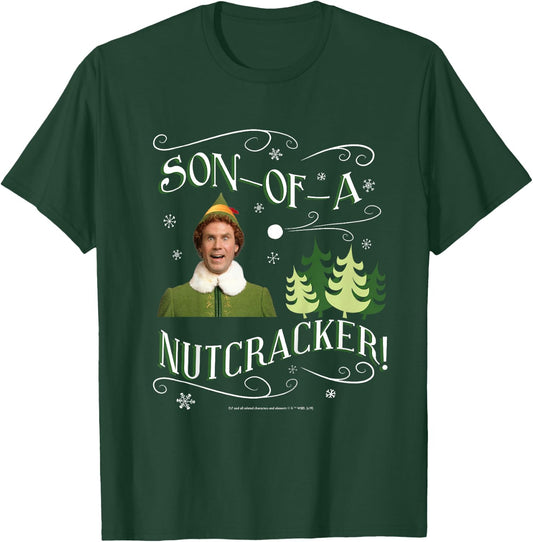 Kids Elf Buddy Son-of-A-Nutcracker Tree Text Poster T-Shirt - T-Shirt | Forest