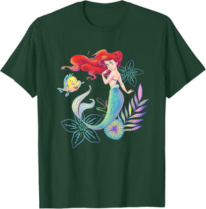 Disney The Little Mermaid Ariel and Flounder Sea T-Shirt - T-Shirt | Forest