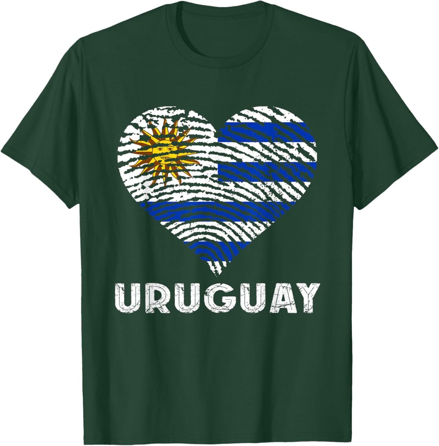 Uruguay Flag Heart Uruguayan Pride Uruguayan Roots T-Shirt - T-Shirt | Forest