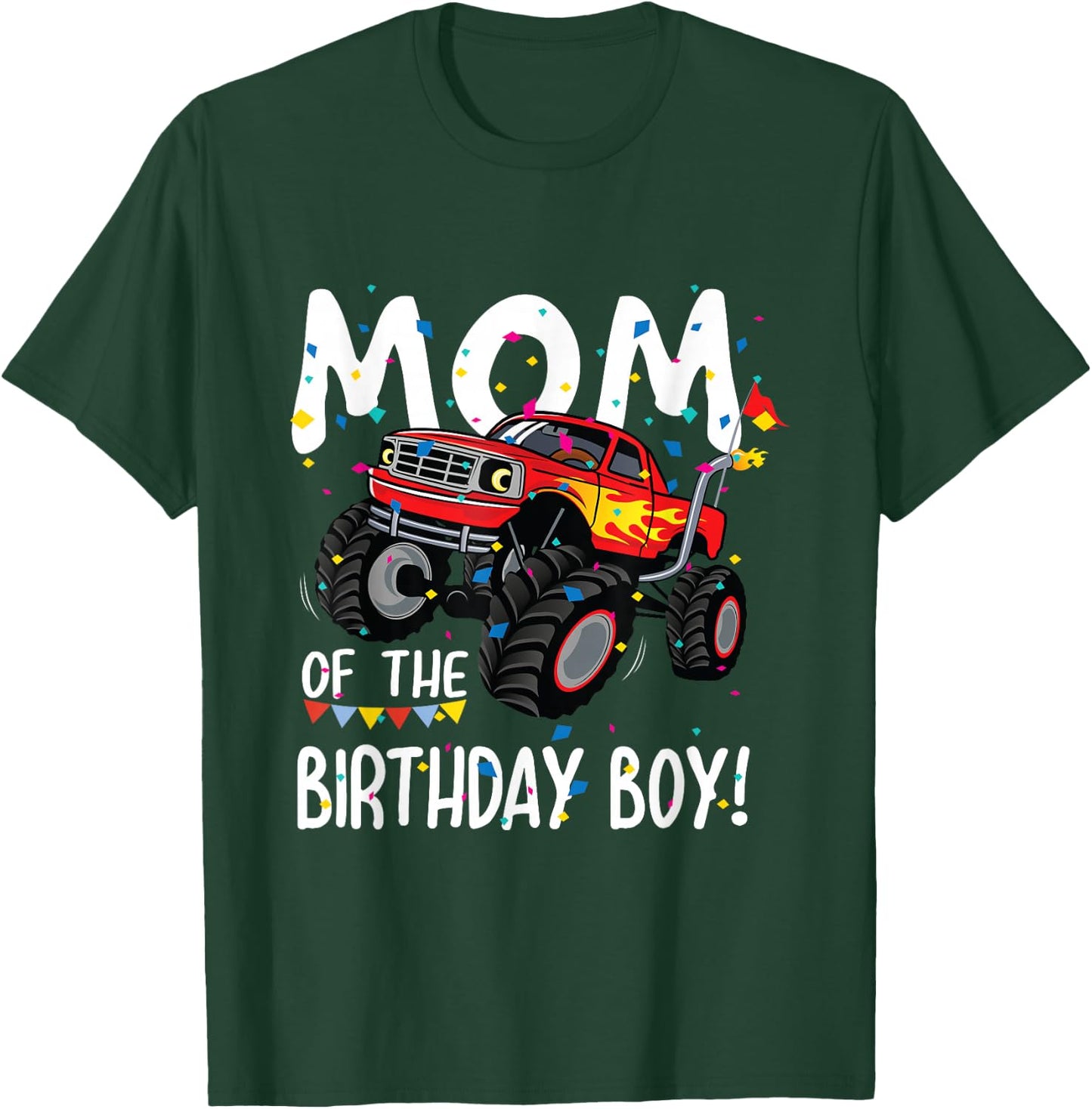 Monster Truck Party Mom of Birthday Boy Shirt Gift T-Shirt - T-Shirt | Forest