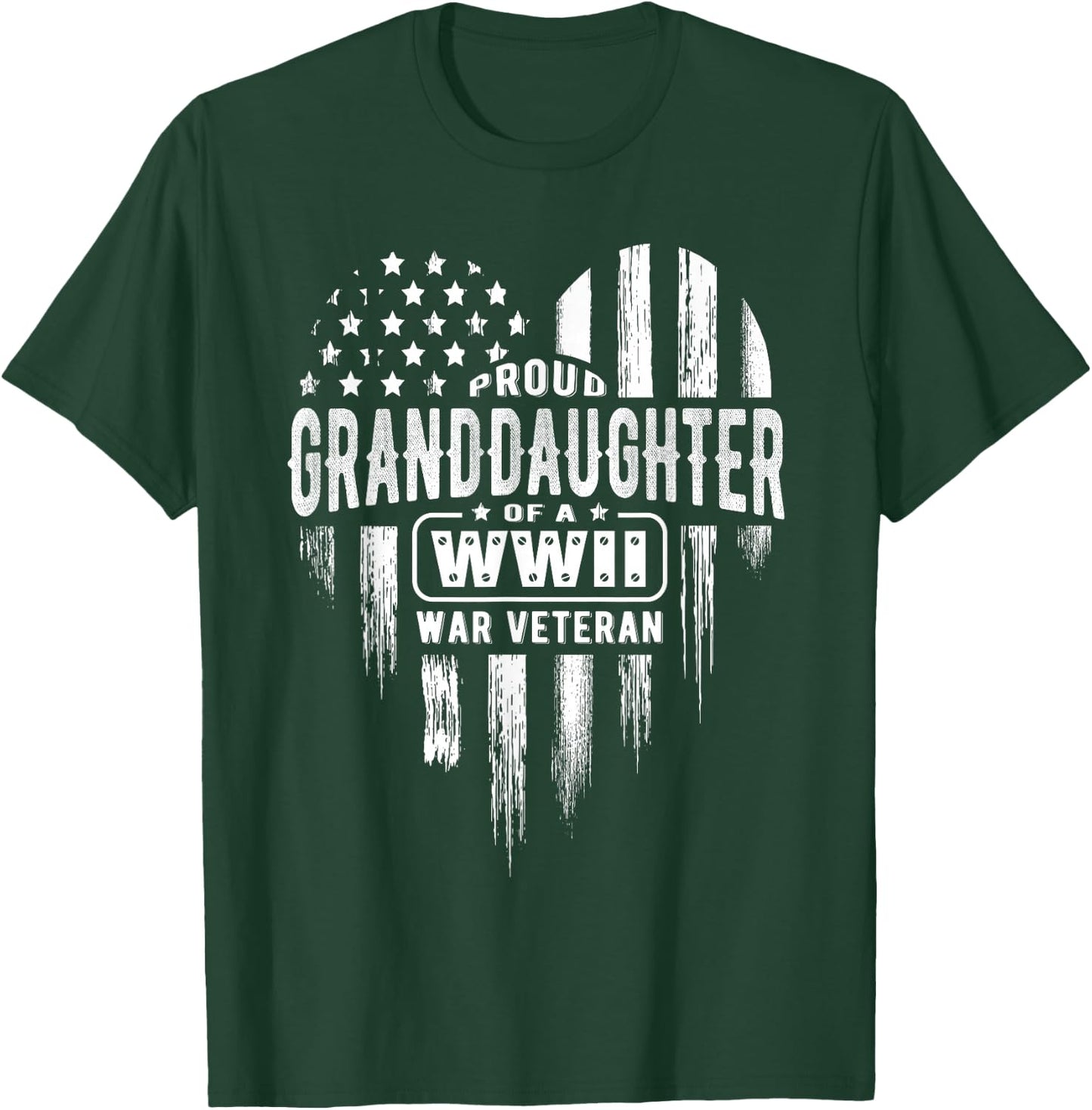 Proud Granddaughter WWII Vet Grandpa Veterans Day T-Shirt - T-Shirt | Forest