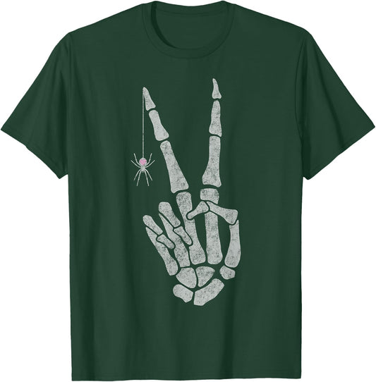 Skeleton Hands Peace Sign T-Shirt - T-Shirt | Forest