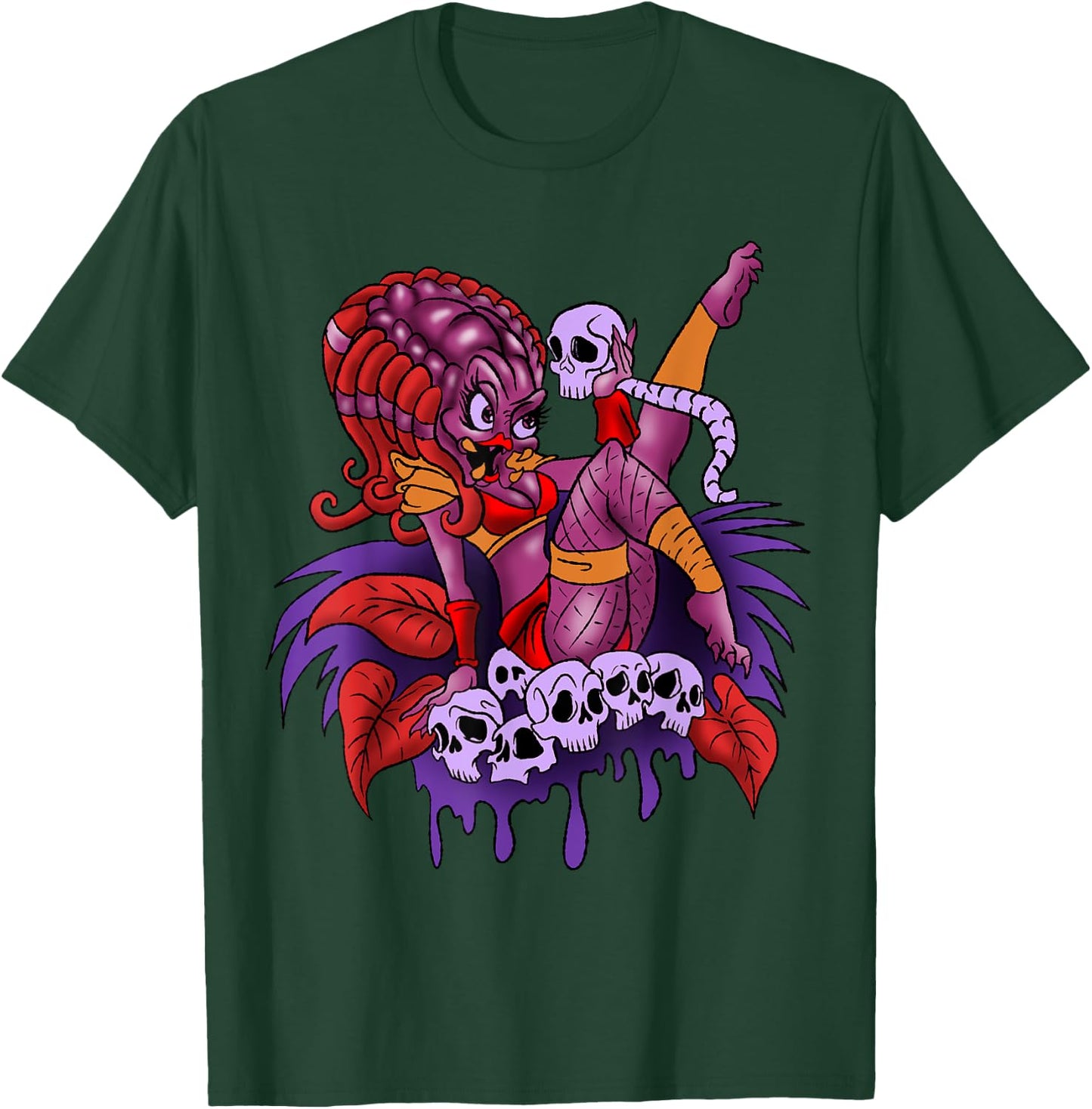 Predator Girl Cartoon Funny Caricature Cool Comic Gift T-Shirt - T-Shirt | Forest