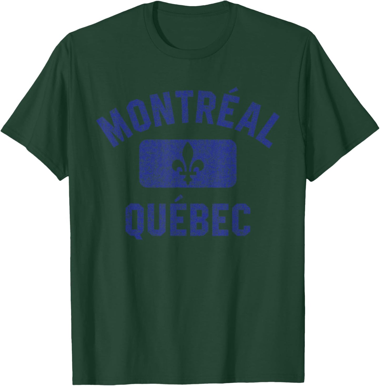 Montreal Quebec Fleur de Lys Gym Style Distressed Print T-Shirt - T-Shirt | Forest