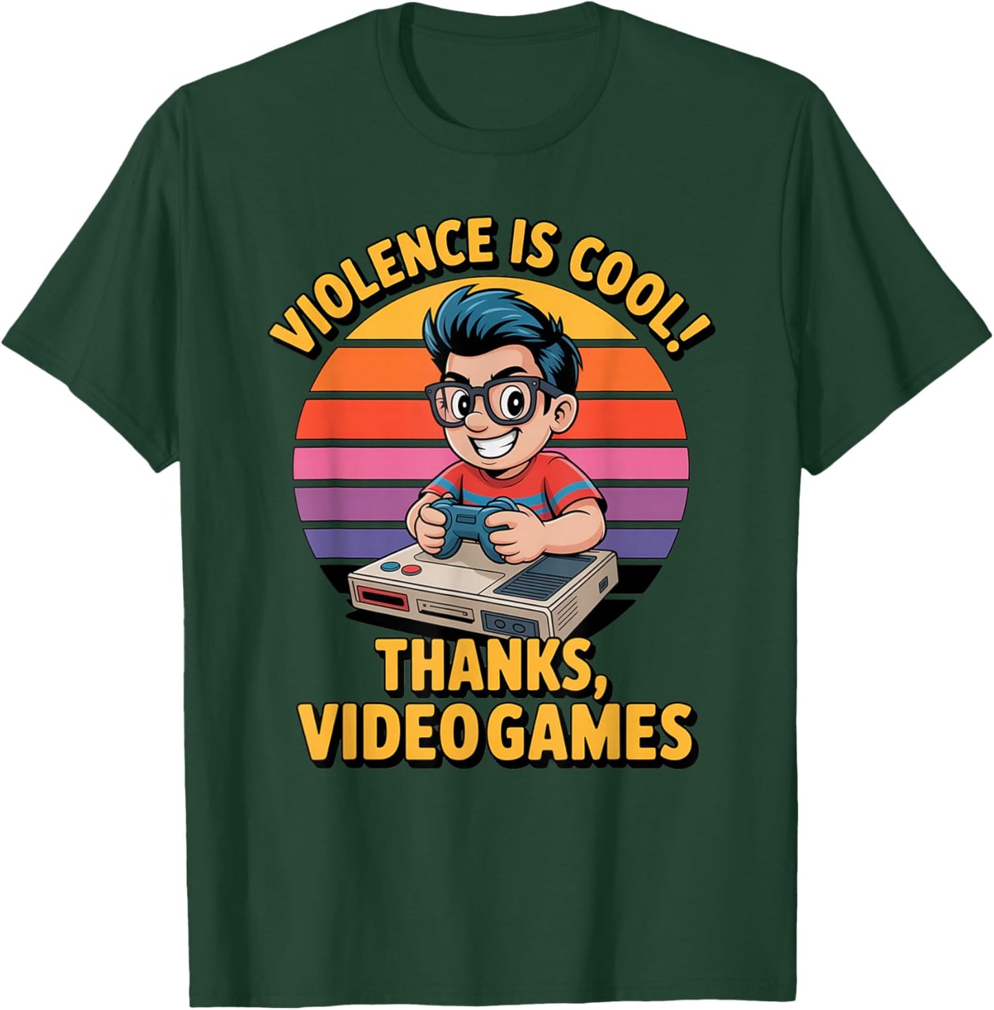 Violence Is Cool Thanks Video Games Funny Retro Style T-Shirt - T-Shirt | Forest