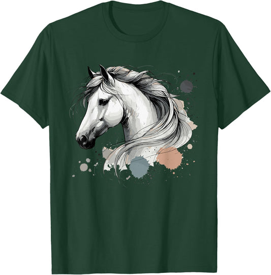Horse Riding; Horse Portrait; Equestrian & Western Horseback T-Shirt - T-Shirt | Forest