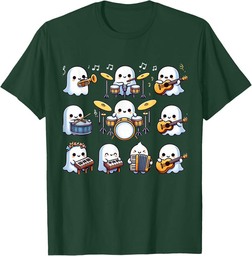 Halloween Music Teacher Ghost Playing Musical Instruments