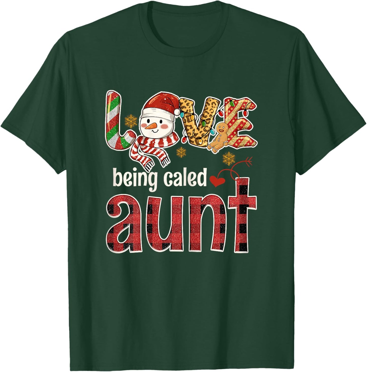 Love Being Called Aunt - Snowman Red Plaid Christmas Pjs T-Shirt - T-Shirt | Forest