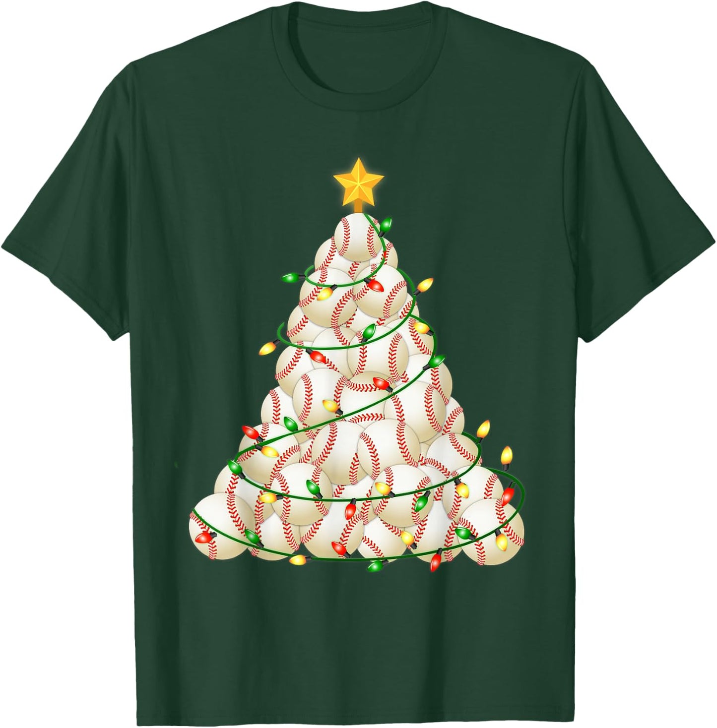 Baseball Christmas Tree Xmas Pajamas player coach Men Women T-Shirt - T-Shirt | Forest