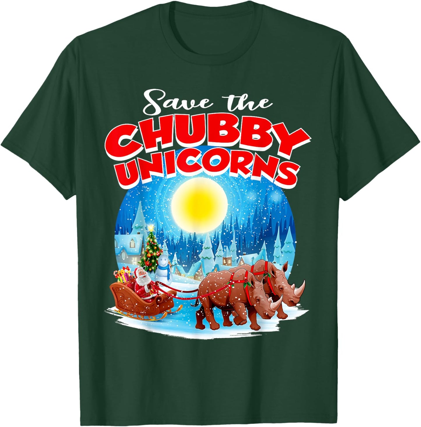 Chubbies Shirt Men Save The Chubby Unicorns Rhino Christmas T-Shirt - T-Shirt | Forest