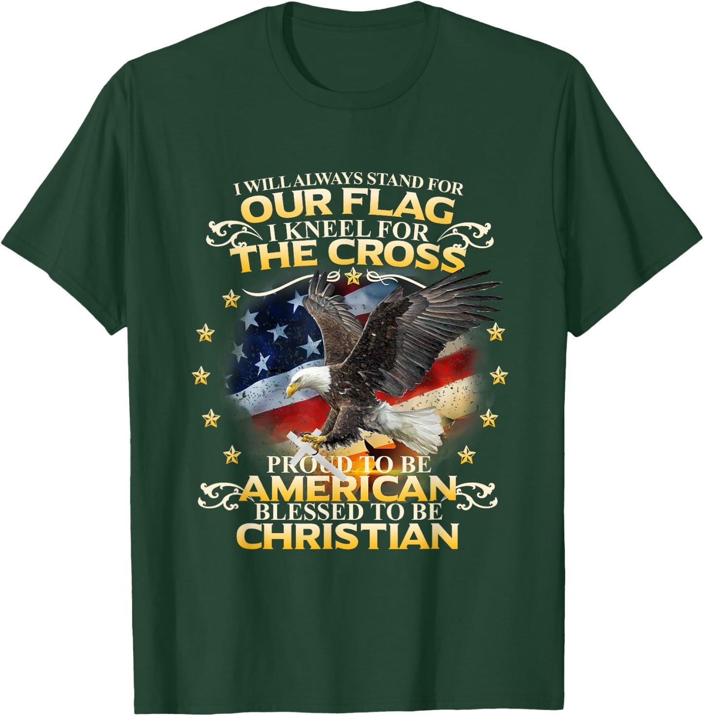 Christian Patriotic American Flag shirt Kids Men T-Shirt - T-Shirt | Forest