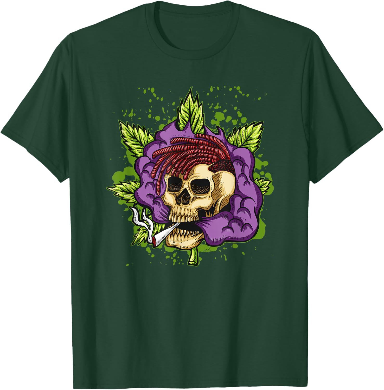 Urban Purple Kush Joint Smoking Skull 420 Marijuana T-Shirt - T-Shirt | Forest