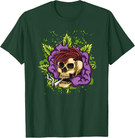 Urban Purple Kush Joint Smoking Skull 420 Marijuana T-Shirt - T-Shirt | Forest