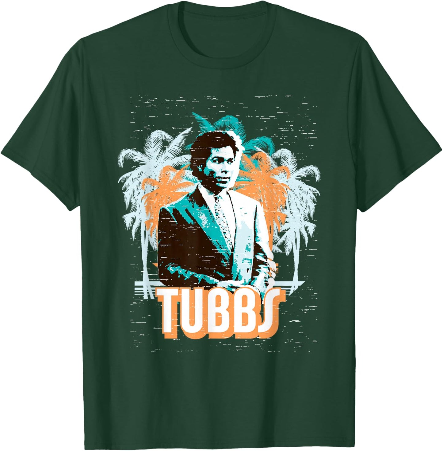 Miami Vice Tubbs and Palm Tree Scenery T-Shirt - T-Shirt | Forest