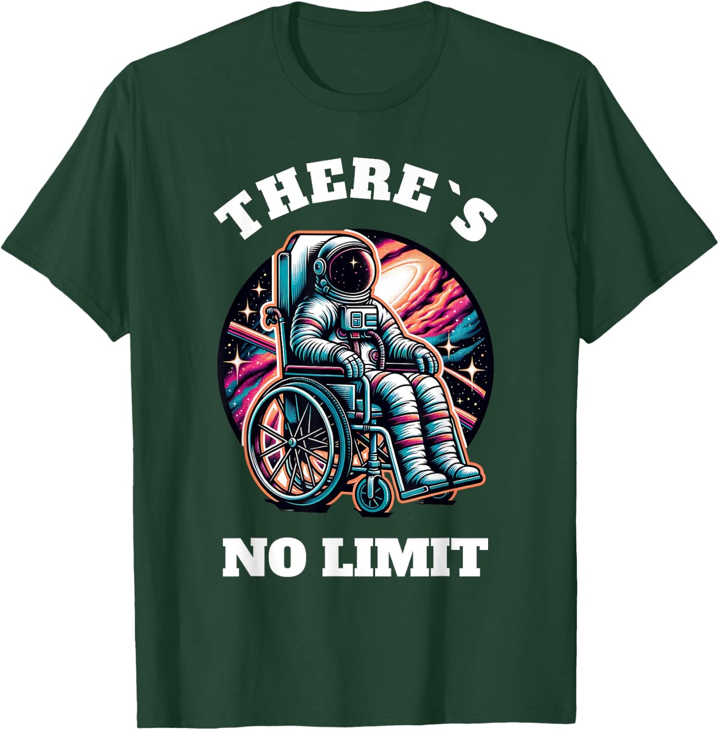 Wheelchair Astronaut Motivation Kids with Wheelchair T-Shirt - T-Shirt | Forest