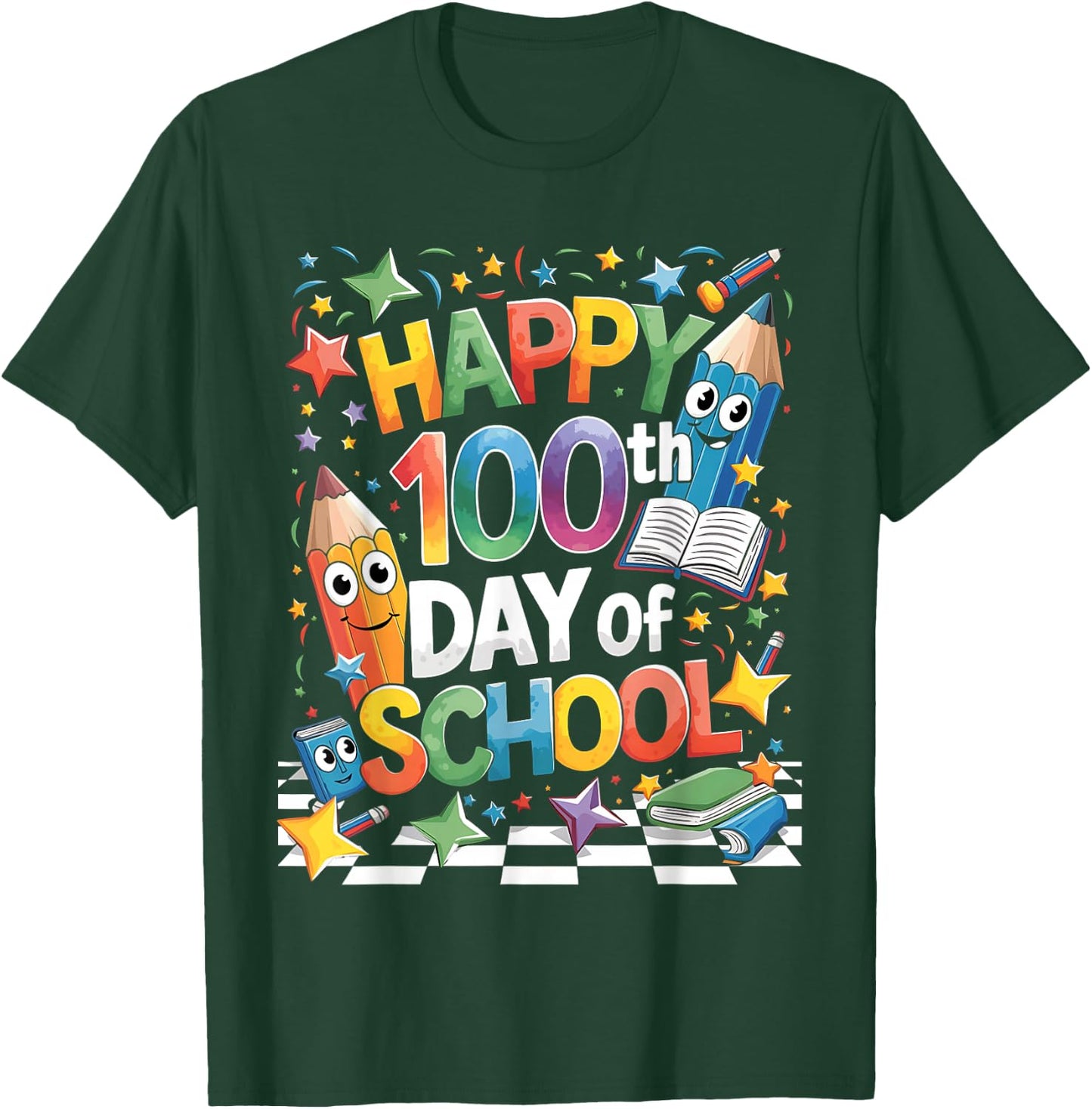 Happy 100th Day of School 100 Days of School Teacher Student T-Shirt - T-Shirt | Forest