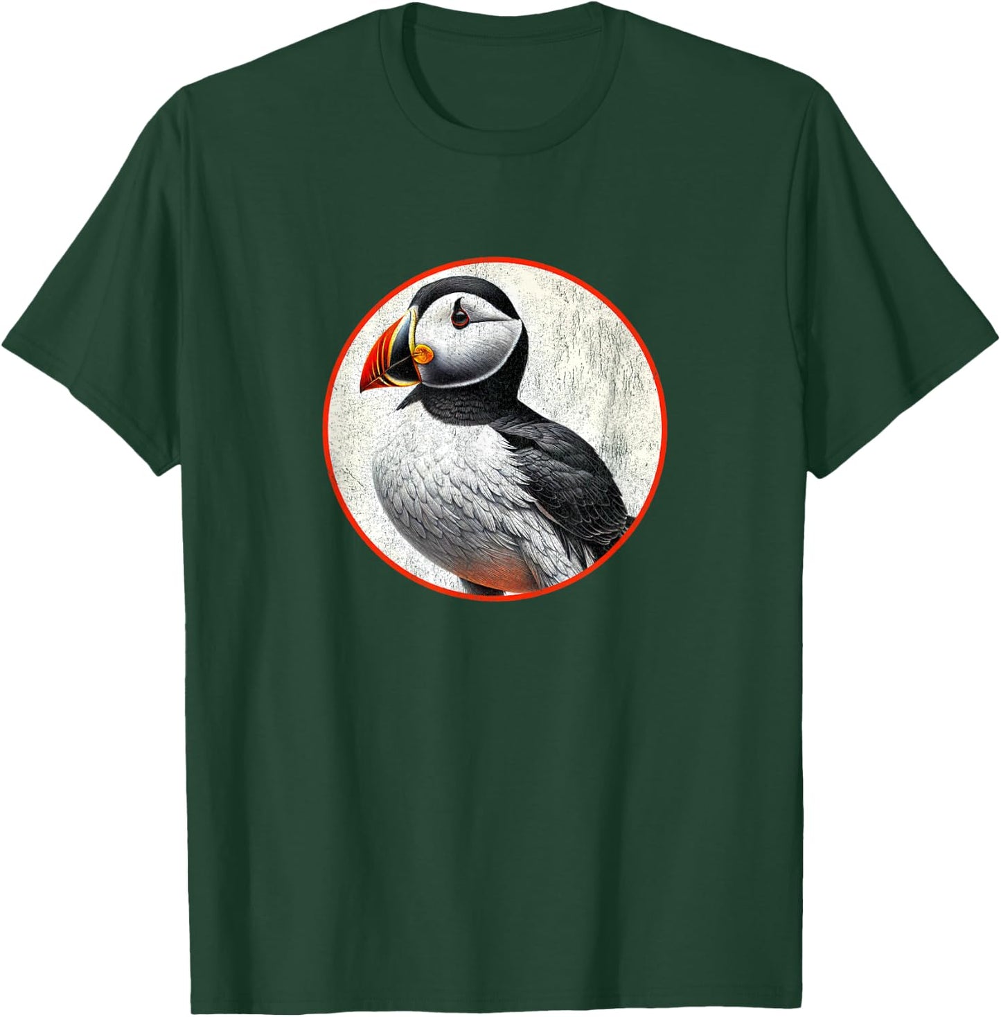 Colorful Retro Horned Puffin Bird Design T-Shirt - T-Shirt | Forest